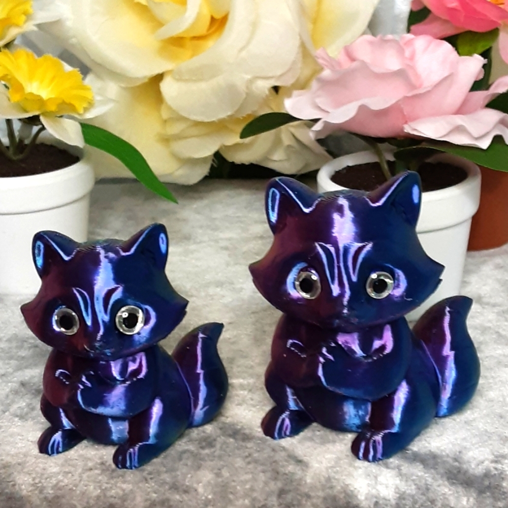 Handmade 3D Printed Raccoons Set Of 2